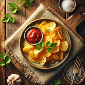Thick Cut Chips with Tomato Sauce
